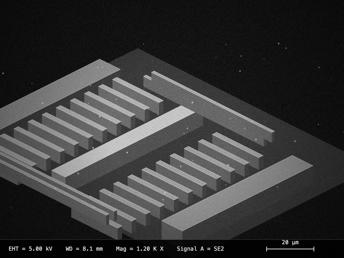 SEM image of a MEMS comb-drive microstructure